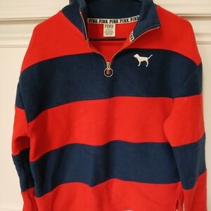 PINK Victoria's Secret Men's Red and Blue Striped Sweater